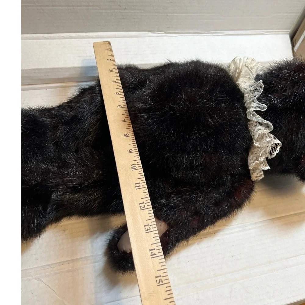 Unbranded Unisex Teddy Bear Faux Fur 20in Mahogany Brown Lace Collar Plush Toy